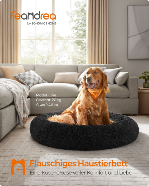Rootz Plush Dog Bed - Pet Bed - Cozy Cushion - Soft Filling - Lightweight - Ink Black - 120cm x 20cm - 3.2kg
