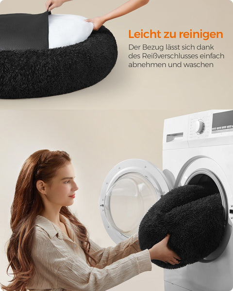 Rootz Plush Dog Bed - Pet Bed - Cozy Cushion - Soft Filling - Lightweight - Ink Black - 120cm x 20cm - 3.2kg