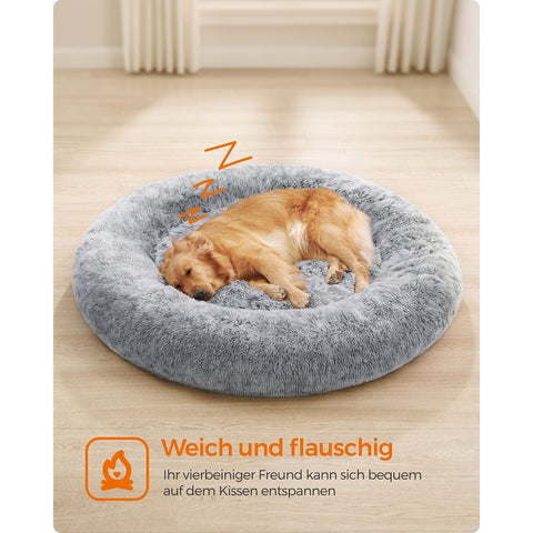 Rootz Fluffy Dog Bed - Plush Pet Bed - Cozy Canine Cushion - Grey - 120cm x 20cm