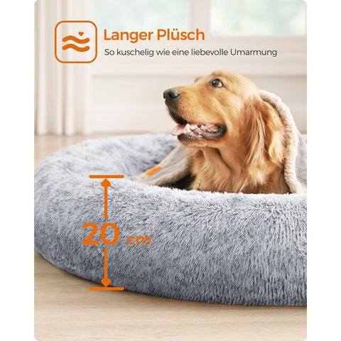 Rootz Fluffy Dog Bed - Plush Pet Bed - Cozy Canine Cushion - Grey - 120cm x 20cm