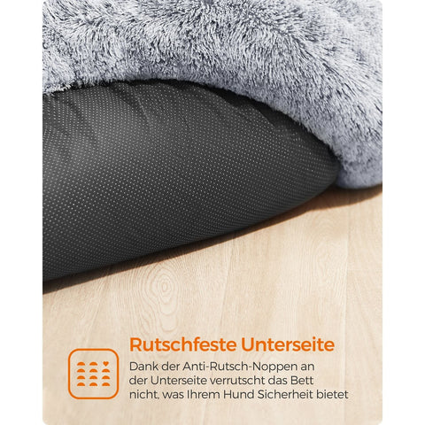Rootz Fluffy Dog Bed - Plush Pet Bed - Cozy Canine Cushion - Grey - 120cm x 20cm