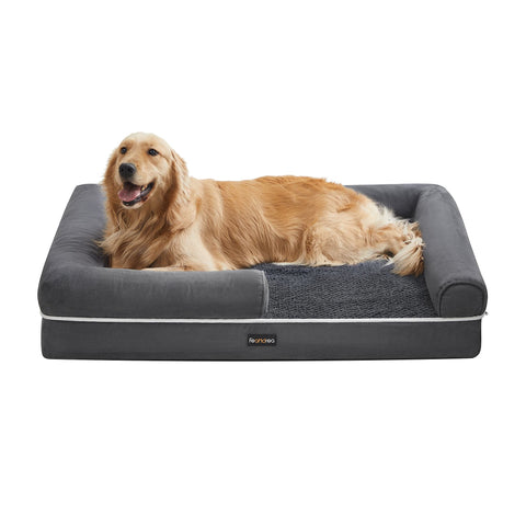 Rootz Plush Dog Bed - Pet Bed - Cozy Bed - Waterproof - Comfortable - Durable - Dark Gray - 106cm x 80cm x 25cm