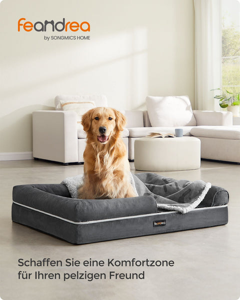 Rootz Plush Dog Bed - Pet Bed - Cozy Bed - Waterproof - Comfortable - Durable - Dark Gray - 106cm x 80cm x 25cm