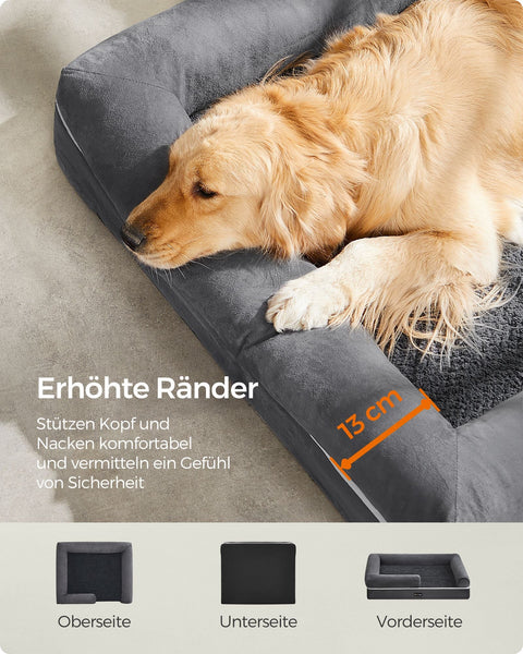 Rootz Plush Dog Bed - Pet Bed - Cozy Bed - Waterproof - Comfortable - Durable - Dark Gray - 106cm x 80cm x 25cm