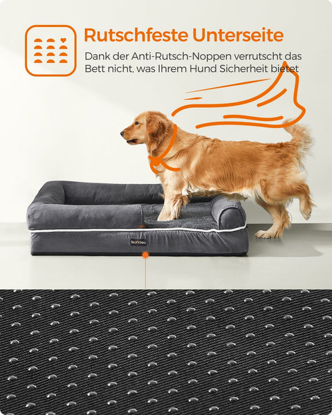 Rootz Plush Dog Bed - Pet Bed - Cozy Bed - Waterproof - Comfortable - Durable - Dark Gray - 106cm x 80cm x 25cm