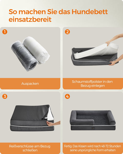 Rootz Plush Dog Bed - Pet Bed - Cozy Bed - Waterproof - Comfortable - Durable - Dark Gray - 106cm x 80cm x 25cm