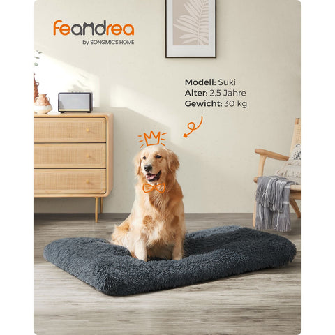 Rootz Dark Gray Dog Bed - Pet Mat - Cushioned Bed - PV Plush Material - PP Filling - Rubber Nubs Fabric - 122cm x 74cm - 10cm Thickness - Lightweight 2.6kg
