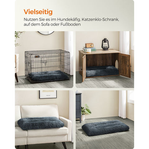 Rootz Dark Gray Dog Bed - Pet Mat - Cushioned Bed - PV Plush Material - PP Filling - Rubber Nubs Fabric - 122cm x 74cm - 10cm Thickness - Lightweight 2.6kg