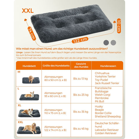 Rootz Dark Gray Dog Bed - Pet Mat - Cushioned Bed - PV Plush Material - PP Filling - Rubber Nubs Fabric - 122cm x 74cm - 10cm Thickness - Lightweight 2.6kg