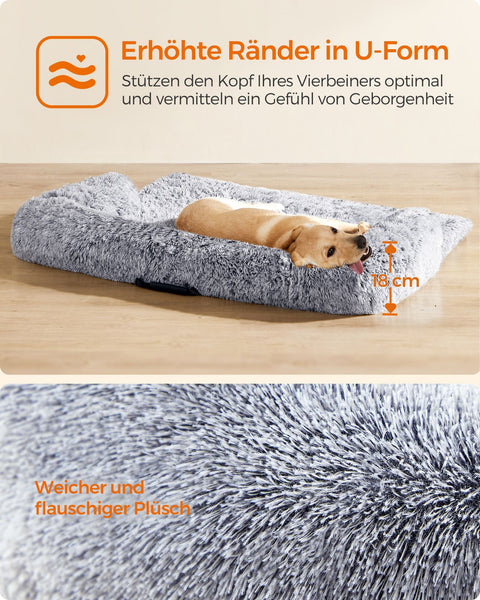 Rootz Ombre Gray Plush Dog Bed - Pet Sofa - Cozy Cushion - Waterproof TPU Coating - Comfortable PP Filling - 122cm x 95cm x 18cm