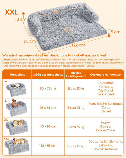 Rootz Ombre Gray Plush Dog Bed - Pet Sofa - Cozy Cushion - Waterproof TPU Coating - Comfortable PP Filling - 122cm x 95cm x 18cm
