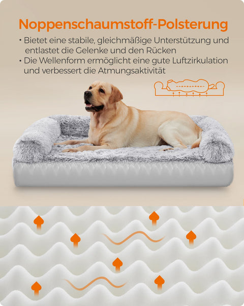 Rootz Ombre Gray Dog Bed - Pet Lounger - Plush Cushion - Orthopedic Support - Lightweight - 122cm x 85cm x 24cm