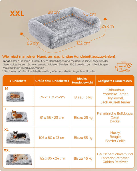 Rootz Ombre Gray Dog Bed - Pet Lounger - Plush Cushion - Orthopedic Support - Lightweight - 122cm x 85cm x 24cm
