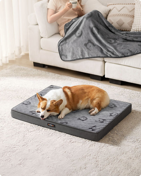 Rootz Orthopedic Dog Bed - Pet Bed - Memory Foam Bed - Dove Grey - Flannel & Oxford Fabric - 91cm x 68cm x 8cm-Key Benefits