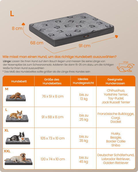 Rootz Orthopedic Dog Bed - Pet Bed - Memory Foam Bed - Dove Grey - Flannel & Oxford Fabric - 91cm x 68cm x 8cm-Key Benefits