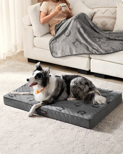 Rootz Orthopedic Dog Bed - Pet Bed - Memory Foam Bed - Flannel & Oxford Fabric - XL Size 105cm x 73cm x 10cm - Dove Gray.