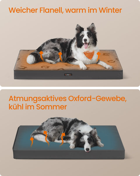 Rootz Orthopedic Dog Bed - Pet Bed - Memory Foam Bed - Flannel & Oxford Fabric - XL Size 105cm x 73cm x 10cm - Dove Gray.