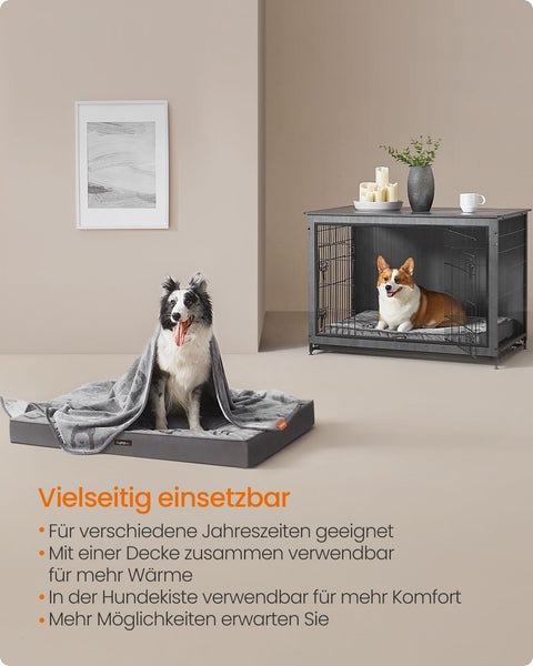 Rootz Orthopedic Dog Bed - Pet Bed - Memory Foam Bed - Flannel & Oxford Fabric - XL Size 105cm x 73cm x 10cm - Dove Gray.
