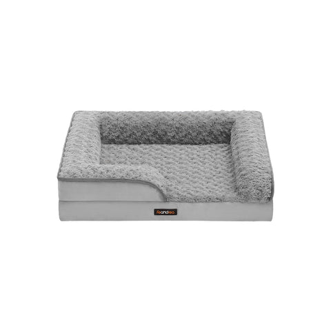 Rootz Orthopedic Dog Bed - Plush Pet Bed - Rose Design - Convoluted Foam - 71cm x 58cm x 16cm - Dove Grey