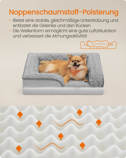 Rootz Orthopedic Dog Bed - Plush Pet Bed - Rose Design - Convoluted Foam - 71cm x 58cm x 16cm - Dove Grey