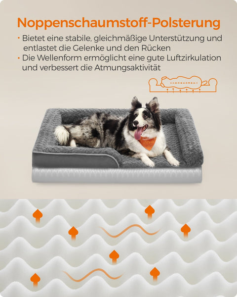 Rootz Orthopedic Dog Bed - Pet Bed - Plush Dog Bed - Memory Foam - 280 g/m2 PV Plush - 106cm x 81cm x 18cm