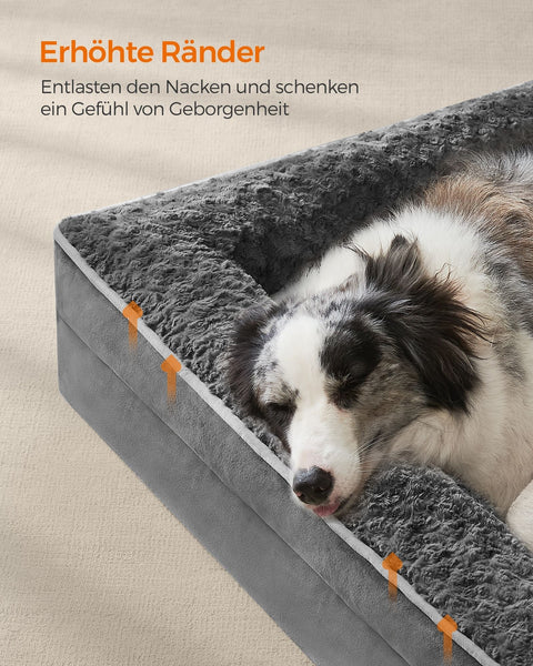 Rootz Orthopedic Dog Bed - Pet Bed - Plush Dog Bed - Memory Foam - 280 g/m2 PV Plush - 106cm x 81cm x 18cm