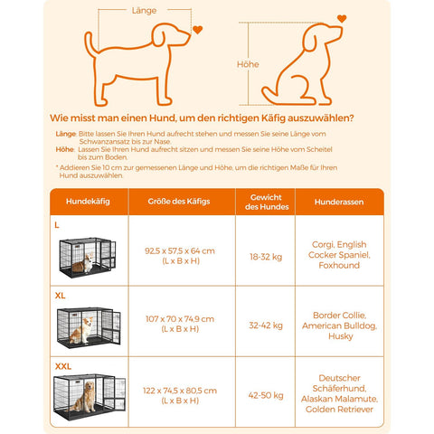 Rootz Heavy Duty Dog Cage - Pet Crate - Steel Construction - Spacious Interior - Easy Access Doors - Removable Tray - 92.5cm x 57.5cm x 64cm