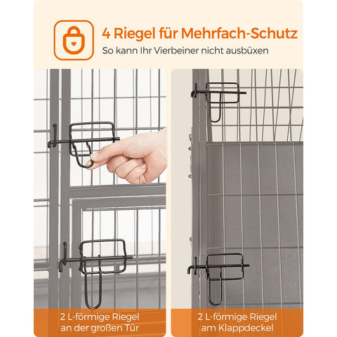 Rootz Heavy Duty Dog Cage - Pet Crate - Steel Construction - Spacious Interior - Easy Access Doors - Removable Tray - 92.5cm x 57.5cm x 64cm