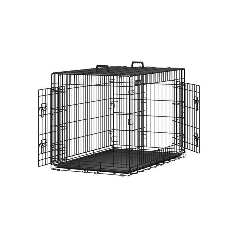 Rootz Iron Wire Dog Cage - Pet Crate - Puppy Enclosure - Training Kennel - Iron Wire Construction - ABS Plastic - 106cm x 77.5cm x 70cm