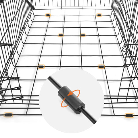Rootz Pet Cage - Dog Crate - Animal Enclosure - Easy Assembly - Foldable - 2 Lockable Doors - Powder-Coated Iron Wire - 122cm x 74.5cm x 80.5cm
