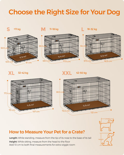 Rootz Iron Wire Dog Crate - Pet Cage - Puppy Enclosure - Training Kennel - Iron Wire Construction - ABS Plastic - 122cm x 81cm x 76cm