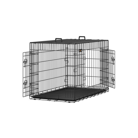 Rootz Iron Wire Dog Crate - Pet Cage - Puppy Enclosure - Training Kennel - Iron Wire Construction - ABS Plastic - 122cm x 81cm x 76cm