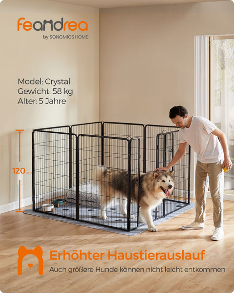 Rootz Steel Large Outdoor Dog Run - Pet Enclosure - Exercise Pen - Heavy Duty - Black - 77cm x 120cm - 160cm x 160cm x 120cm - 240cm x 80cm x 120cm - 210cm x 210cm x 120cm - 22.5kg