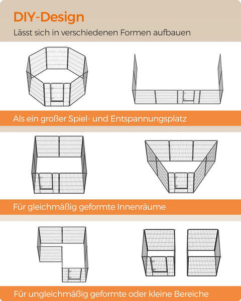 Rootz Steel Large Outdoor Dog Run - Pet Enclosure - Exercise Pen - Heavy Duty - Black - 77cm x 120cm - 160cm x 160cm x 120cm - 240cm x 80cm x 120cm - 210cm x 210cm x 120cm - 22.5kg