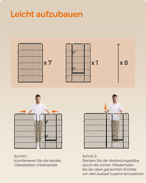 Rootz Steel Large Outdoor Dog Run - Pet Enclosure - Exercise Pen - Heavy Duty - Black - 77cm x 120cm - 160cm x 160cm x 120cm - 240cm x 80cm x 120cm - 210cm x 210cm x 120cm - 22.5kg