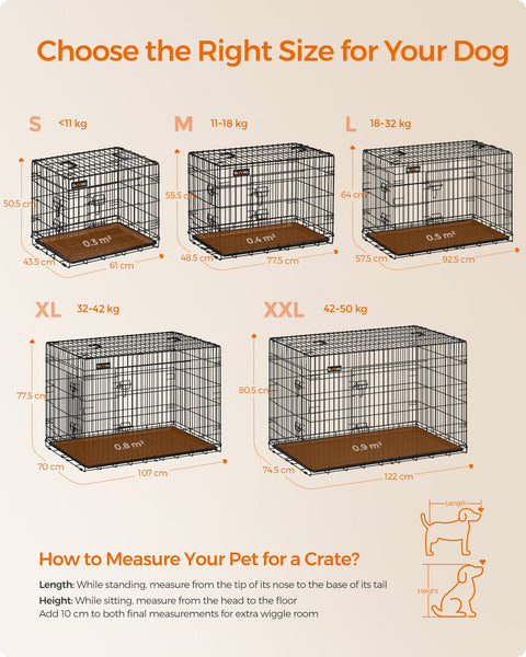 Rootz Iron Wire Dog Cage - Pet Crate - Puppy Enclosure - Training Kennel - Iron Wire Construction - ABS Plastic - 106cm x 77.5cm x 70cm