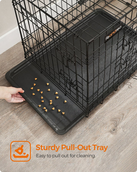 Rootz Iron Wire Dog Cage - Pet Crate - Puppy Enclosure - Training Kennel - Iron Wire Construction - ABS Plastic - 106cm x 77.5cm x 70cm