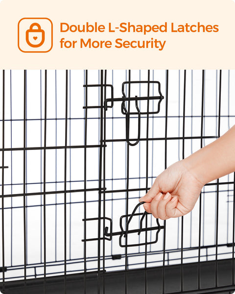 Rootz Iron Wire Dog Cage - Pet Crate - Puppy Enclosure - Training Kennel - Iron Wire Construction - ABS Plastic - 106cm x 77.5cm x 70cm