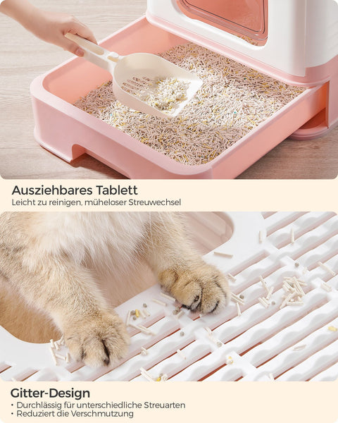 Rootz Cat Litter Box Set - Kitty Toilet - Litter Pan - PP & PC Material - Lightweight - Easy to Clean - 54.3cm x 42.5cm x 37.8cm