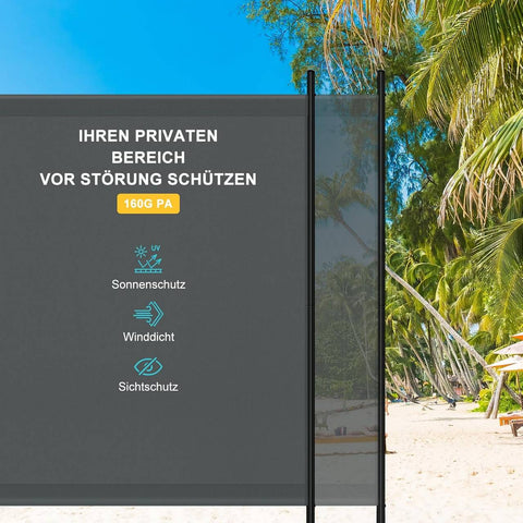 Rootz Outdoor Privacy Screen - Room Divider - Terrace Privacy Wall - Waterproof - 180cm x 177.5cm - Steel Frame - Sun-Resistant