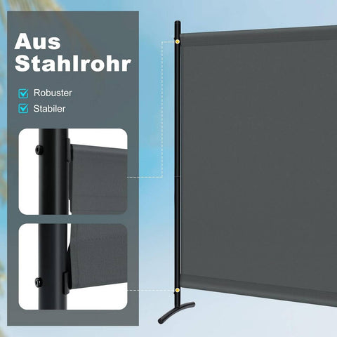 Rootz Outdoor Privacy Screen - Room Divider - Terrace Privacy Wall - Waterproof - 180cm x 177.5cm - Steel Frame - Sun-Resistant