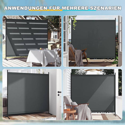 Rootz Outdoor Privacy Screen - Room Divider - Terrace Privacy Wall - Waterproof - 180cm x 177.5cm - Steel Frame - Sun-Resistant