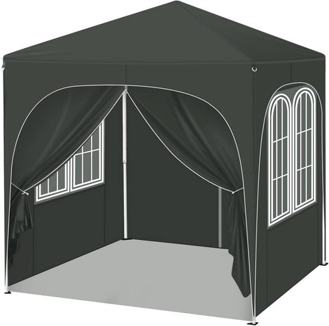 Rootz Garden Gazebo - Outdoor Canopy - UV Resistant - Pop-Up Tent - Silver Coated Fabric - 2m x 2m x 2.4m