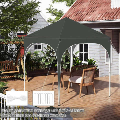 Rootz Garden Gazebo - Outdoor Canopy - UV Resistant - Pop-Up Tent - Silver Coated Fabric - 2m x 2m x 2.4m
