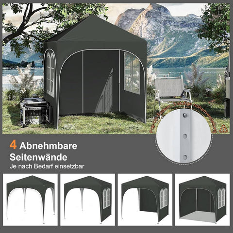 Rootz Garden Gazebo - Outdoor Canopy - UV Resistant - Pop-Up Tent - Silver Coated Fabric - 2m x 2m x 2.4m