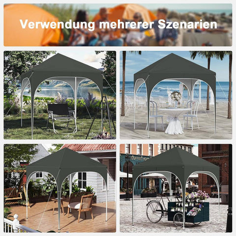 Rootz Garden Gazebo - Outdoor Canopy - UV Resistant - Pop-Up Tent - Silver Coated Fabric - 2m x 2m x 2.4m
