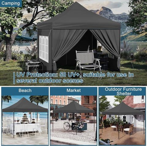 Rootz Foldable Gazebo - Portable Canopy - Sun Shelter - UV Protection - 289cm x 330cm x 289cm