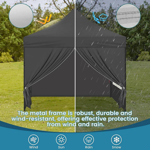 Rootz Foldable Gazebo - Portable Canopy - Sun Shelter - UV Protection - 289cm x 330cm x 289cm