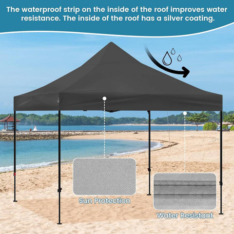 Rootz Foldable Gazebo - Portable Canopy - Sun Shelter - UV Protection - 289cm x 330cm x 289cm