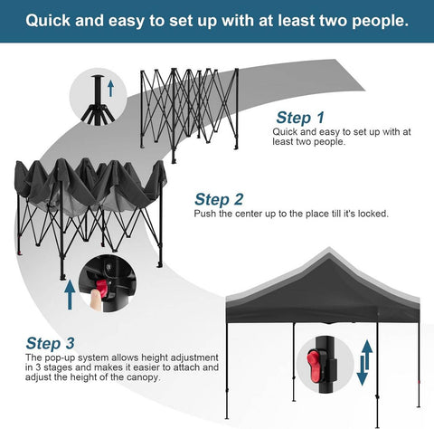 Rootz Foldable Gazebo - Portable Canopy - Sun Shelter - UV Protection - 289cm x 330cm x 289cm